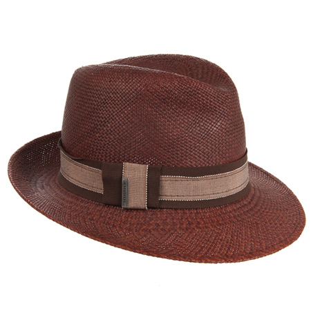 SEEBERGER | Chapeau d'�t� pour femme en paille Panama avec bordure en ruban de tissu