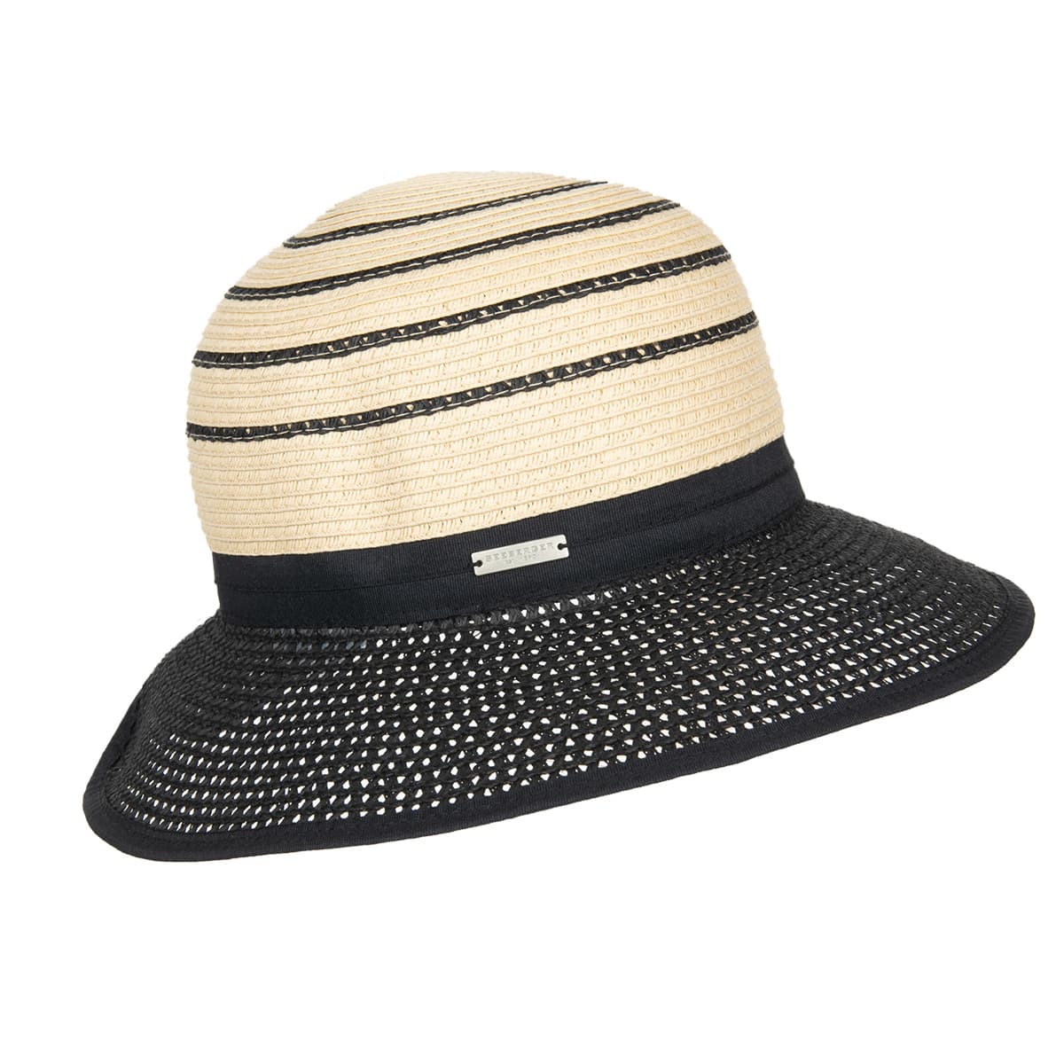 SEEBERGER | Chapeau d'�t� pour femmes en tissu et paille de papier tress�e