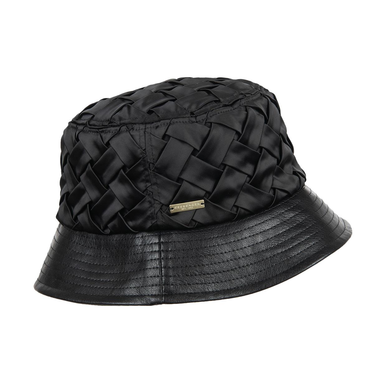 SEEBERGER | Chapeau de p�cheur en satin Bucket pour femme avec bord en similicuir