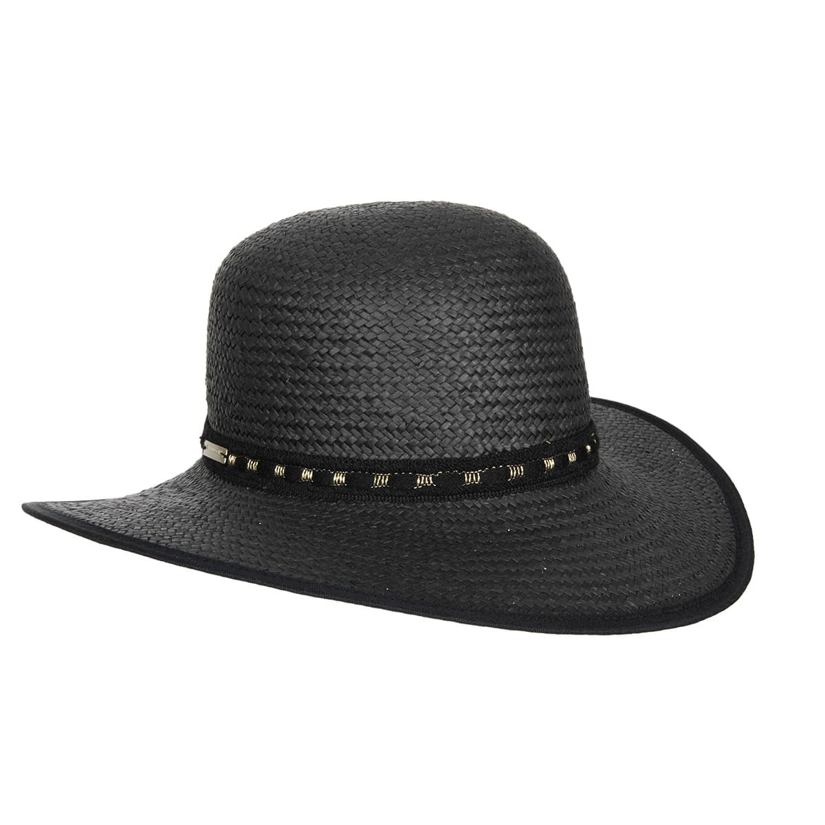 SEEBERGER | Chapeau en papier floppy pour femme avec ruban brillant