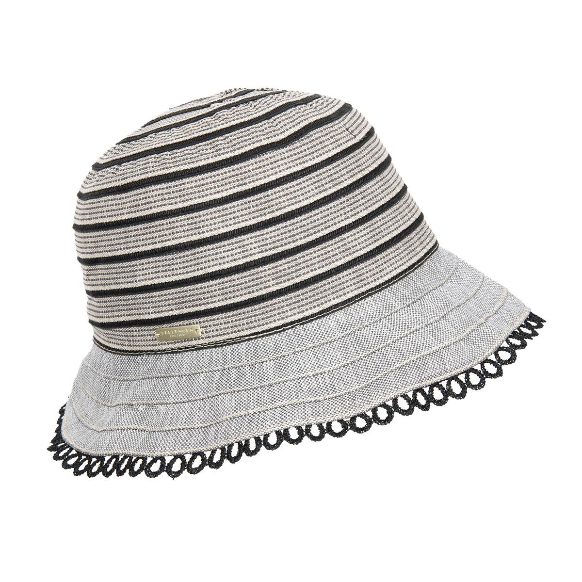 SEEBERGER | Cloche femme vintage en coton m�lang� avec bordure en dentelle
