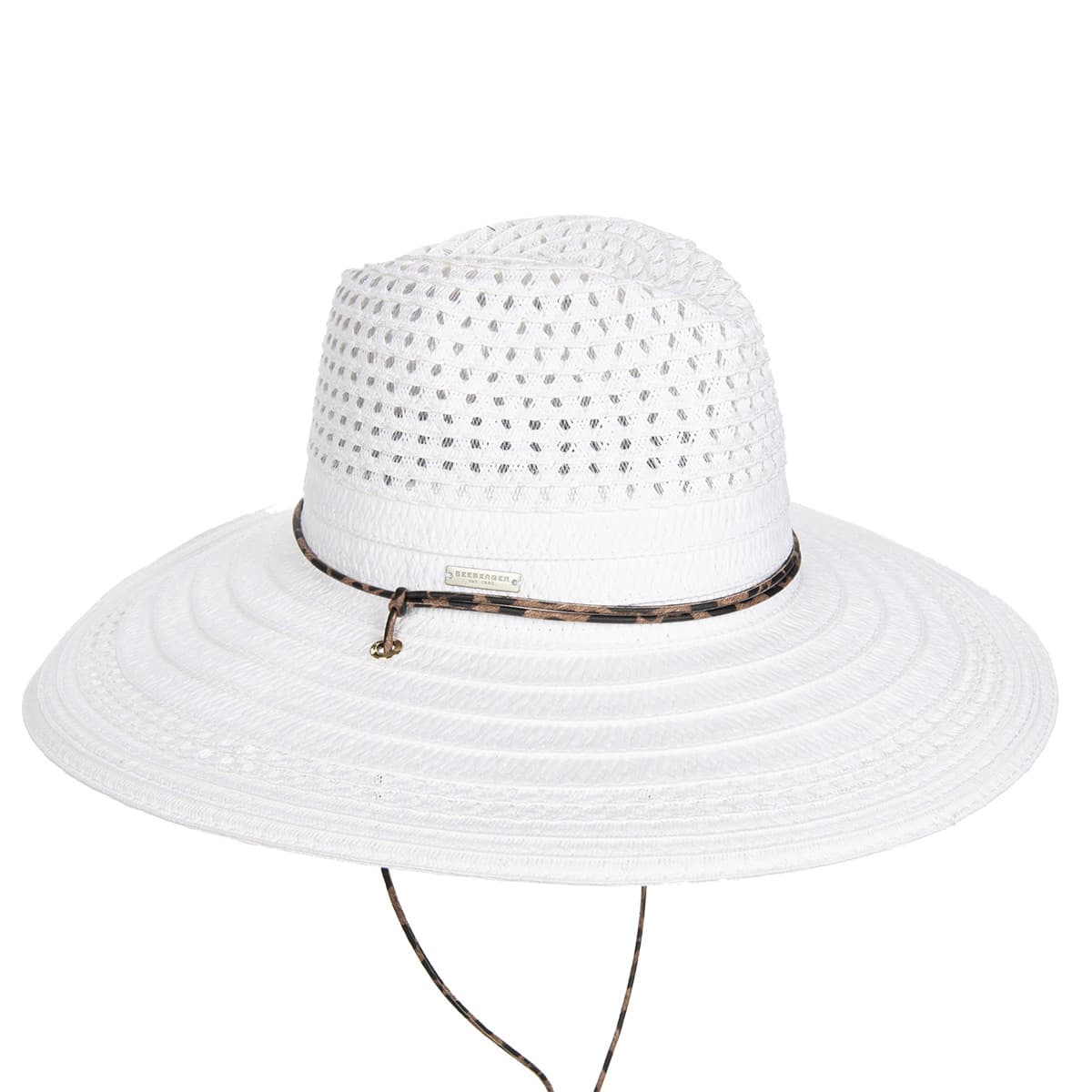 SEEBERGER | Fedora femme en paille de papier avec m�lange de galons et cordelette