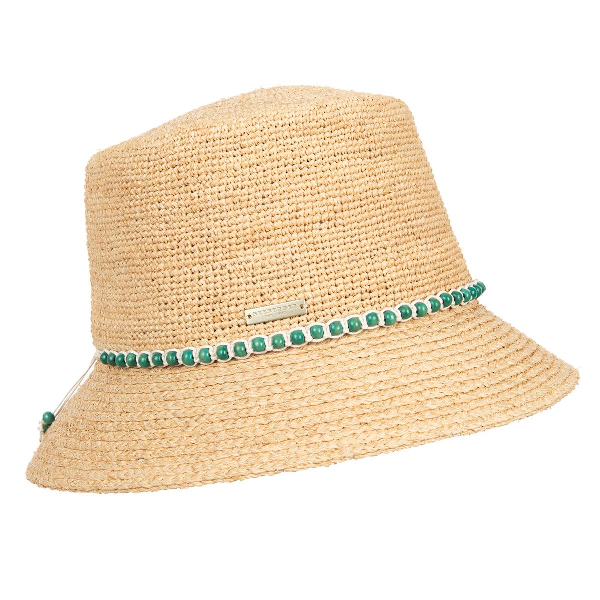 SEEBERGER | raffiastraw bucket hat avec m�lange de tresse et de crochet