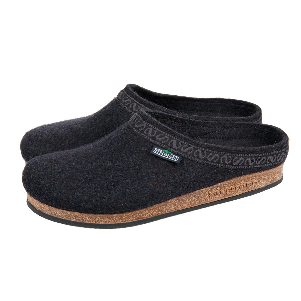 STEGMANN | Chaussons en laine feutr�e avec semelle en li�ge et latex