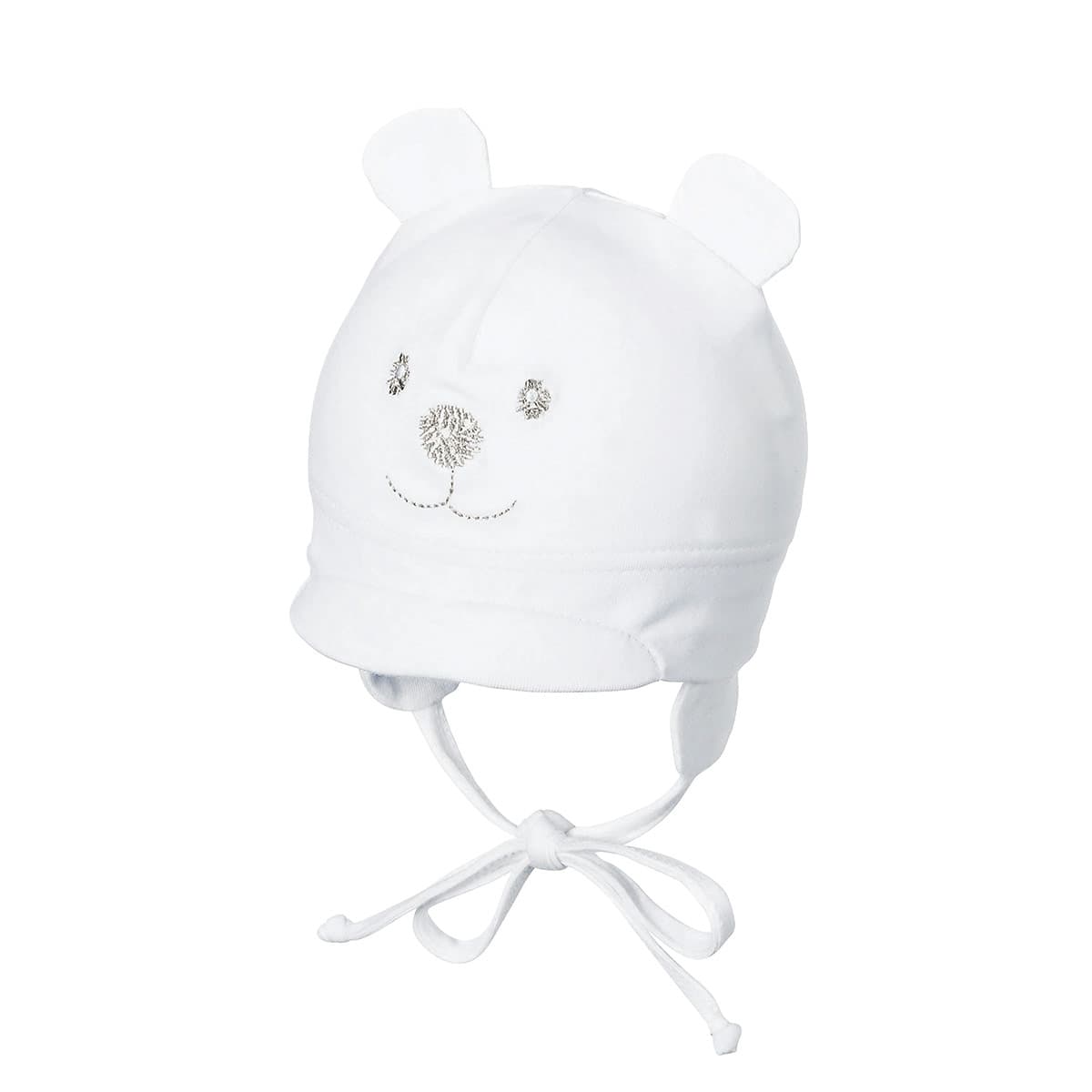 STERNTALER | Bonnet b�b� motif chat avec oreillettes et lien � nouer
