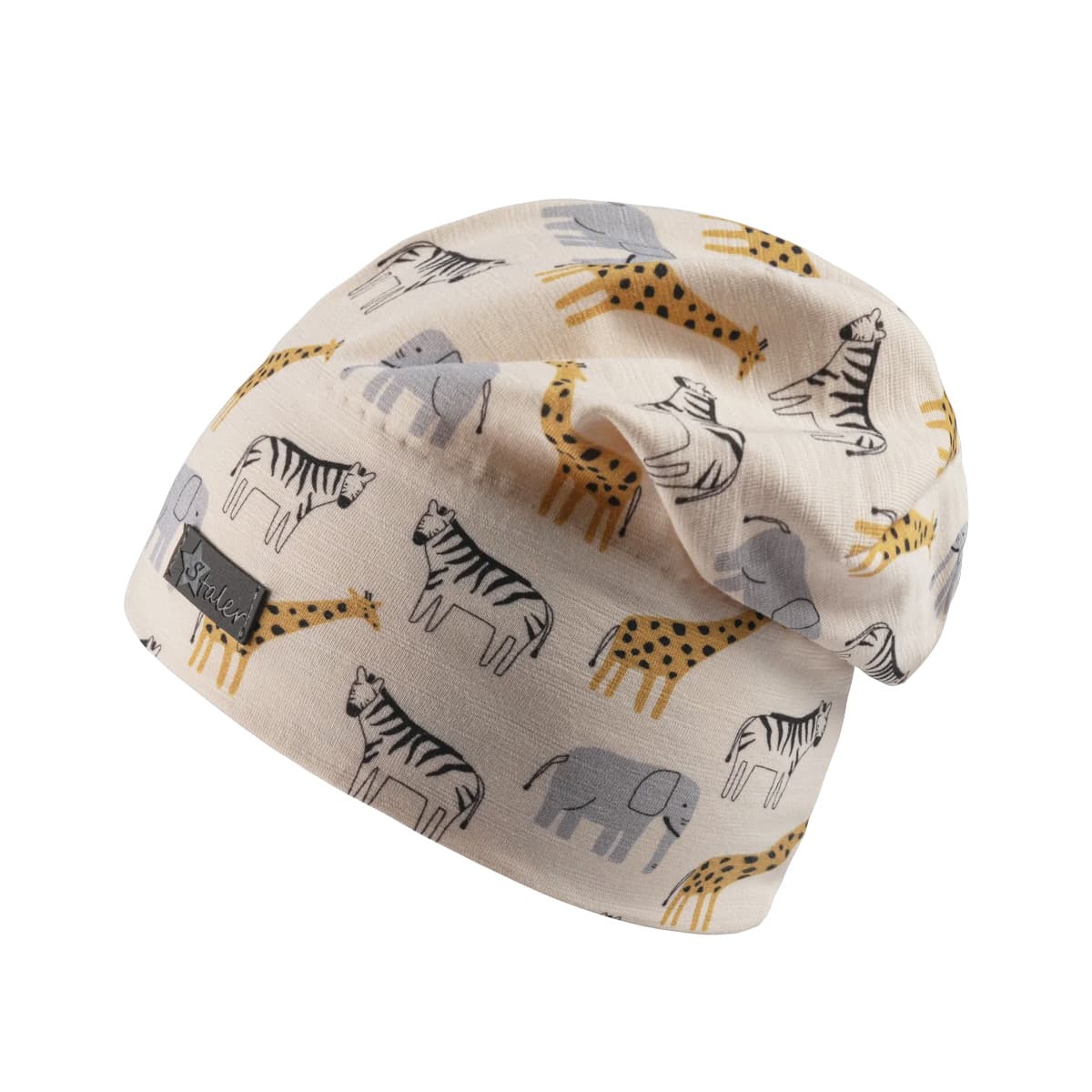 STERNTALER | Bonnet imprim� d'animaux de safari en beige