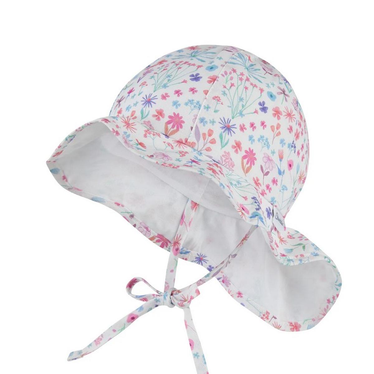 STERNTALER | Chapeau de soleil fleuri pour fille en coton avec protection de cou UV50