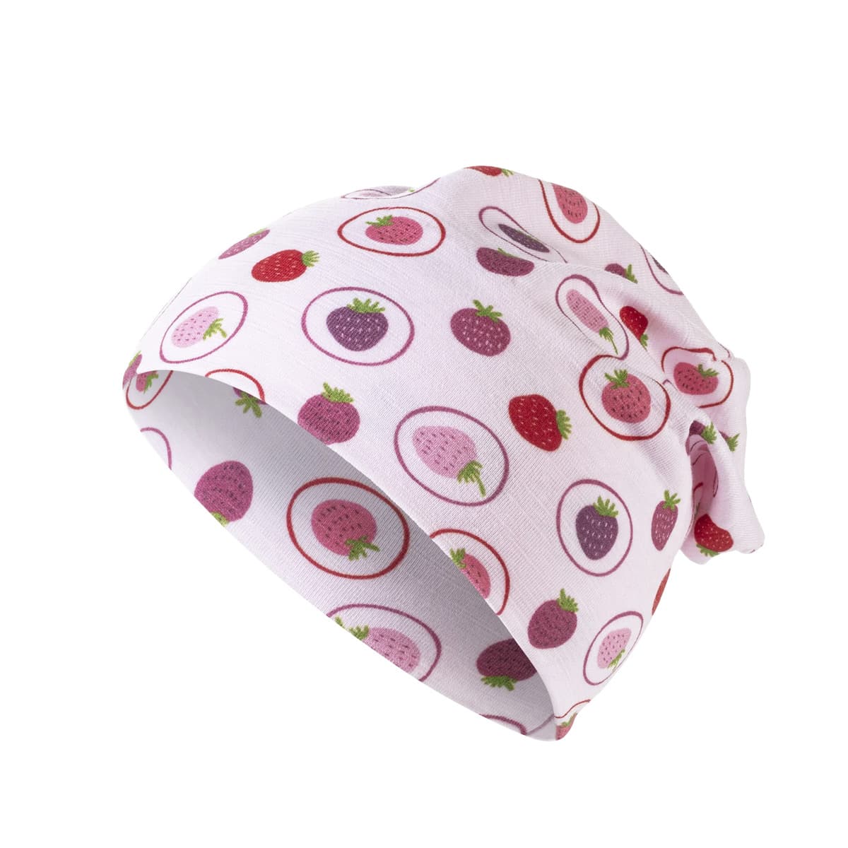 STERNTALER | Kids Slouch Beanie imprim� avec plein de petites fraises en rose