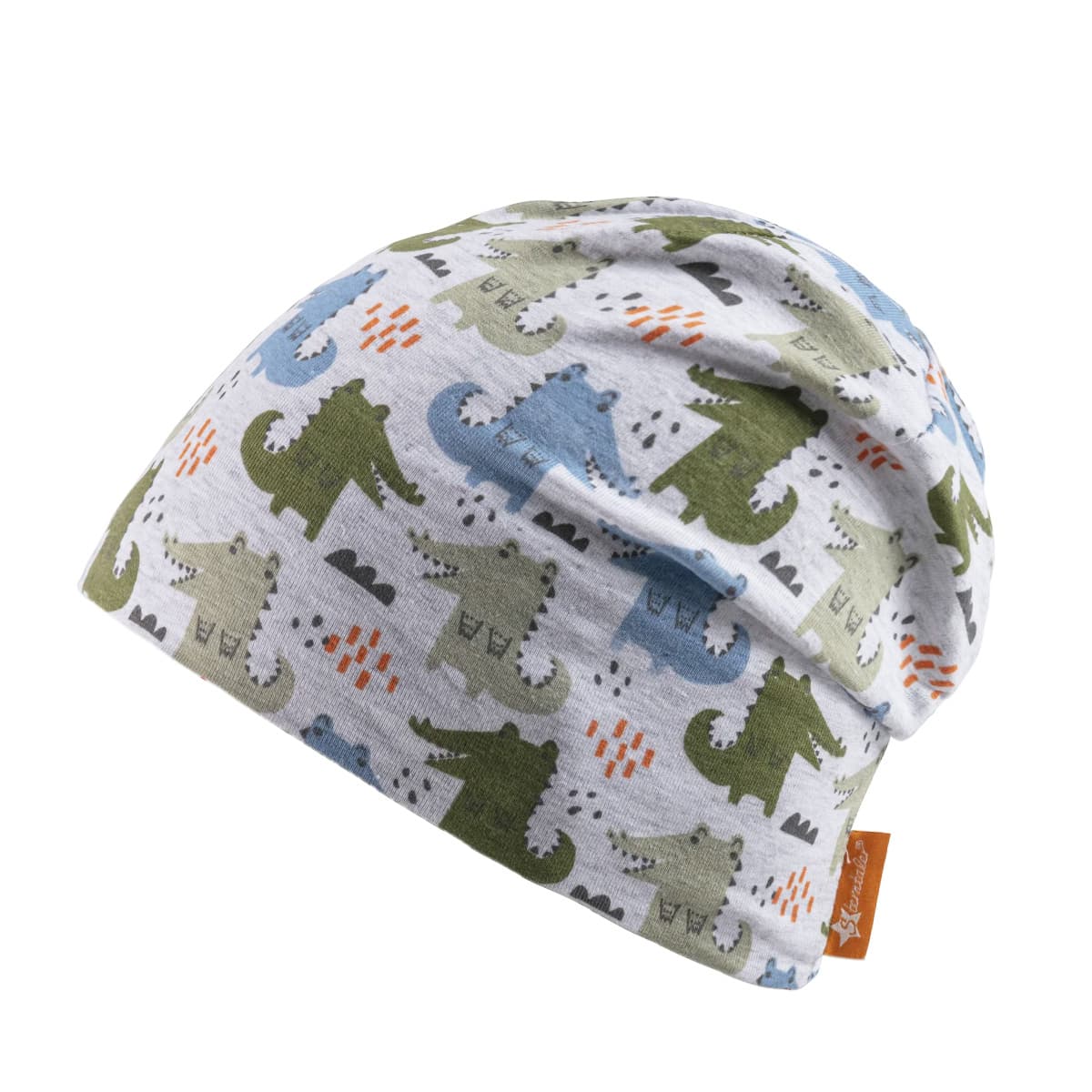 STERNTALER | Kids Slouch Beanie imprim� de crocodiles color�s en gris argent�