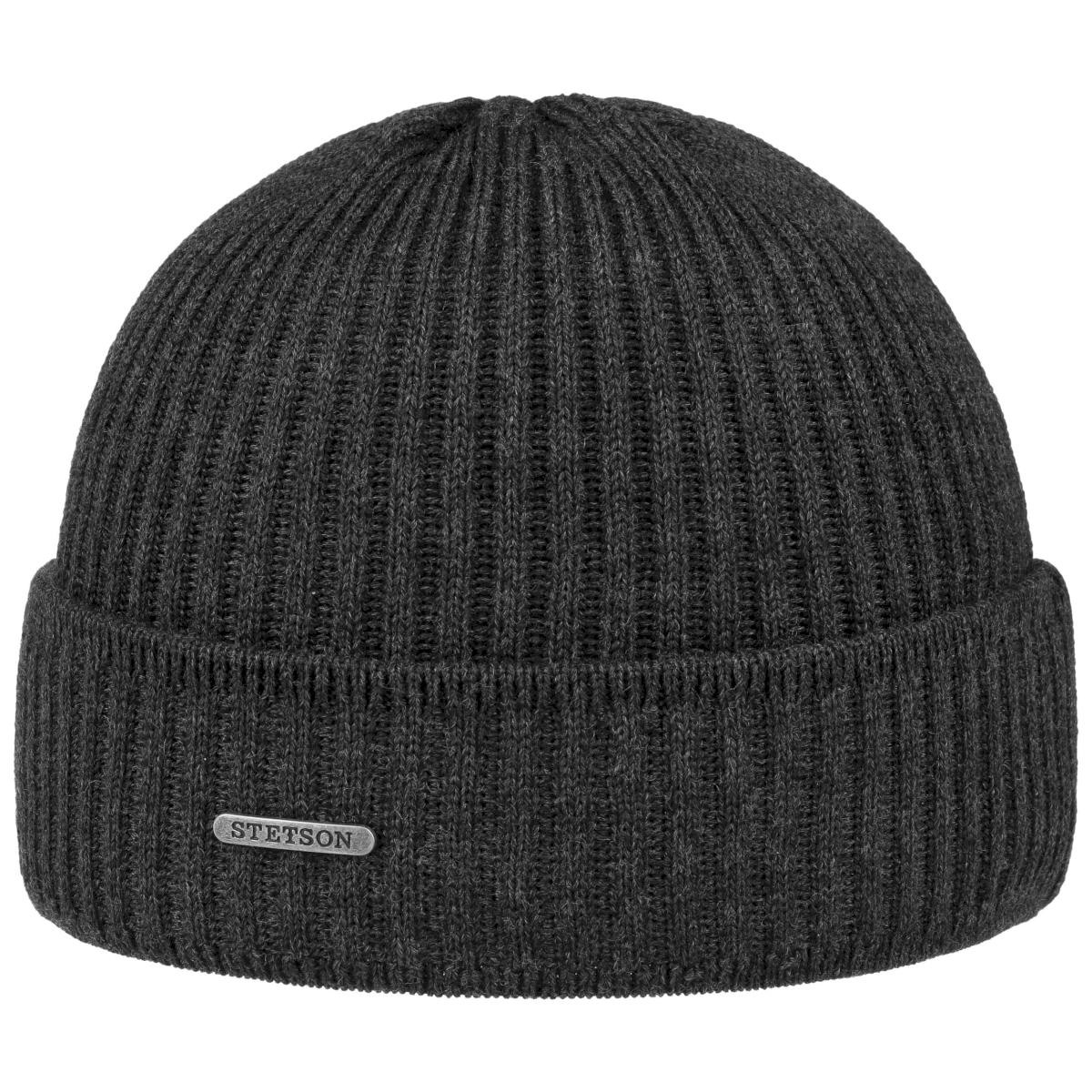 STETSON | Bonnet tricot� en laine m�rinos avec revers
