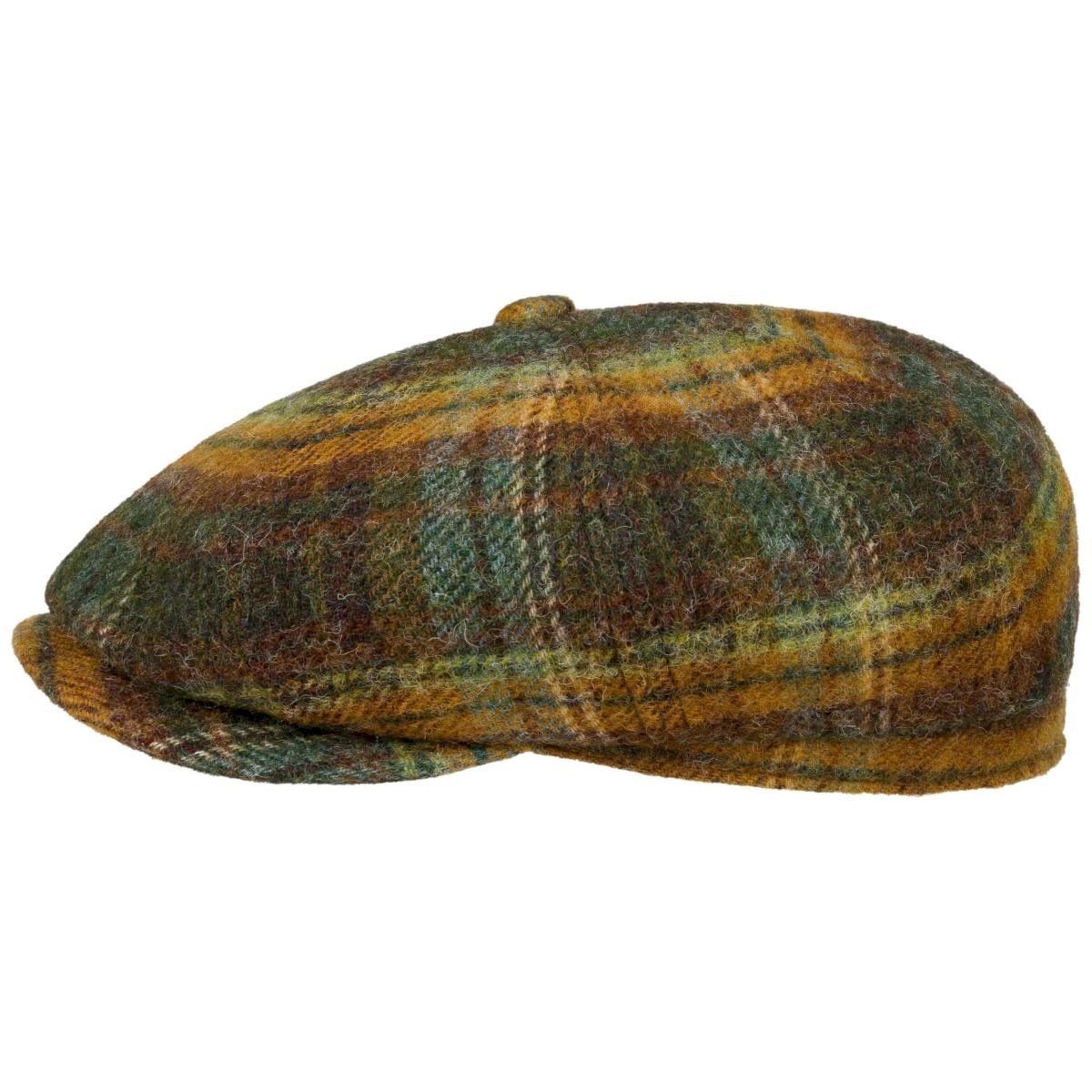 STETSON | Casquette � carreaux � huit panneaux pour hommes en pure laine vierge