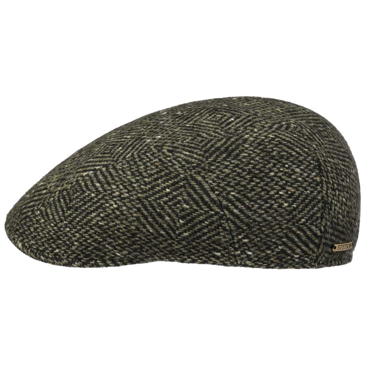 STETSON | Casquette plate � carreaux et chevron 100% laine