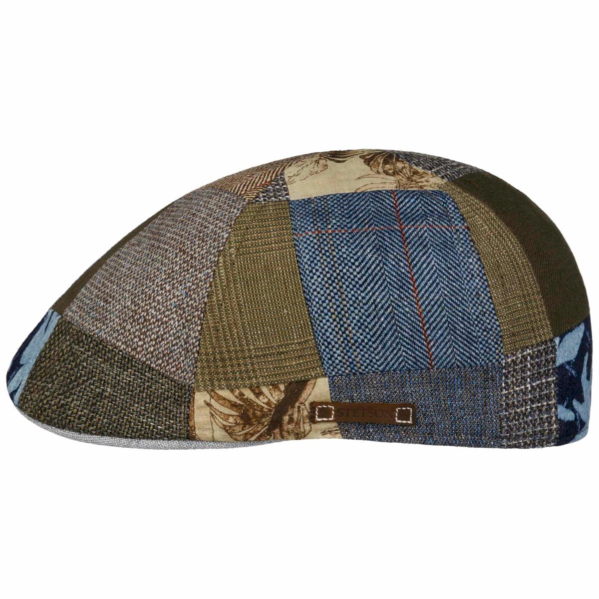 STETSON | Casquette plate en lin m�lang� dans un design patchwork 6 pi�ces