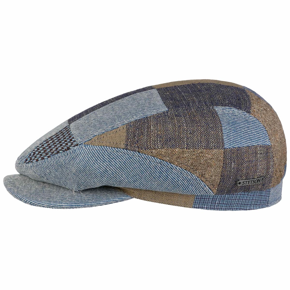 STETSON | Casquette plate l�g�re pour hommes, style patchwork, en lin