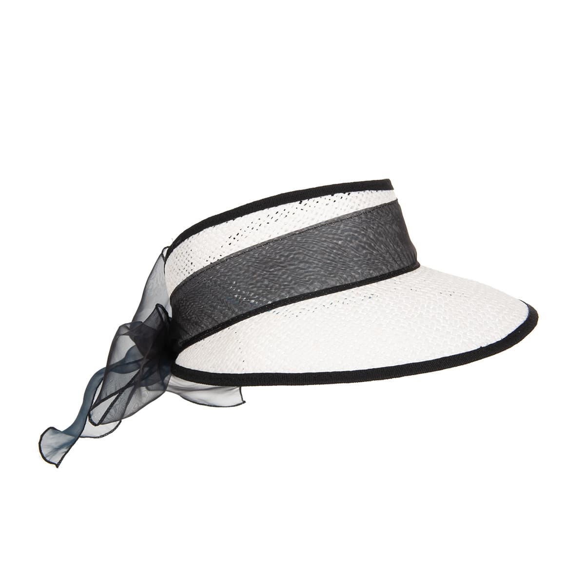 Strohschild Damen mit schwarzem Band