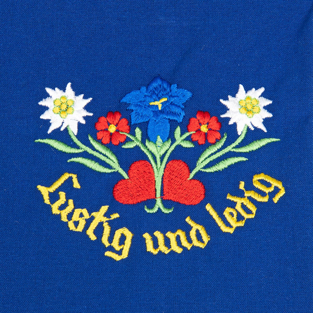 Tablier bleu avec motif : Lustig und ledig