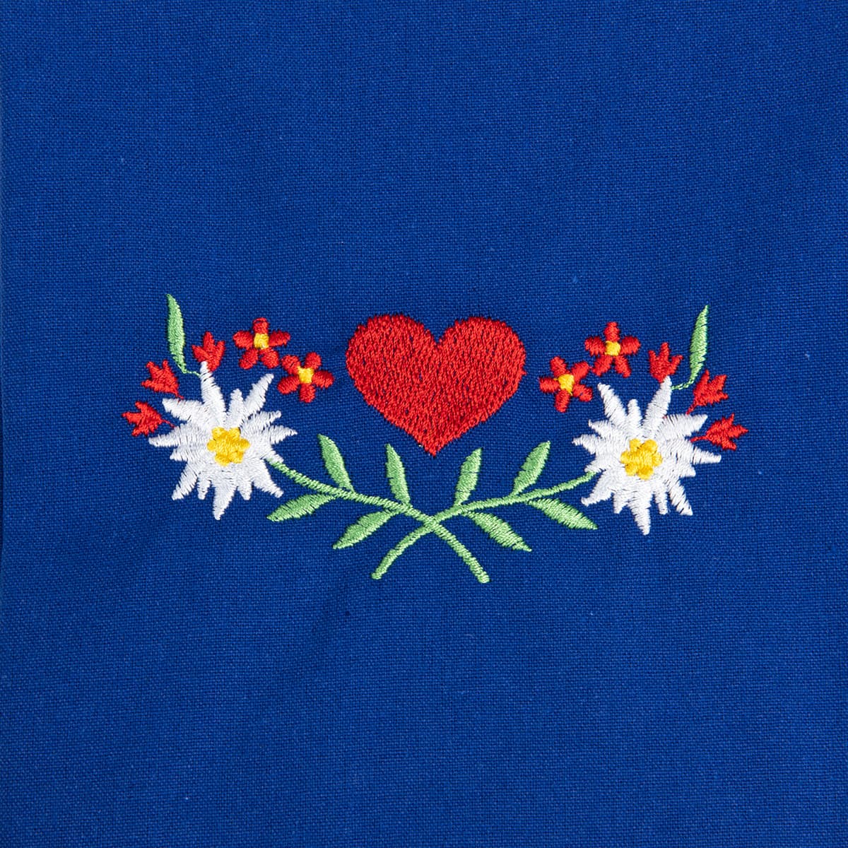 Tablier bleu avec motif : fleur avec c?ur