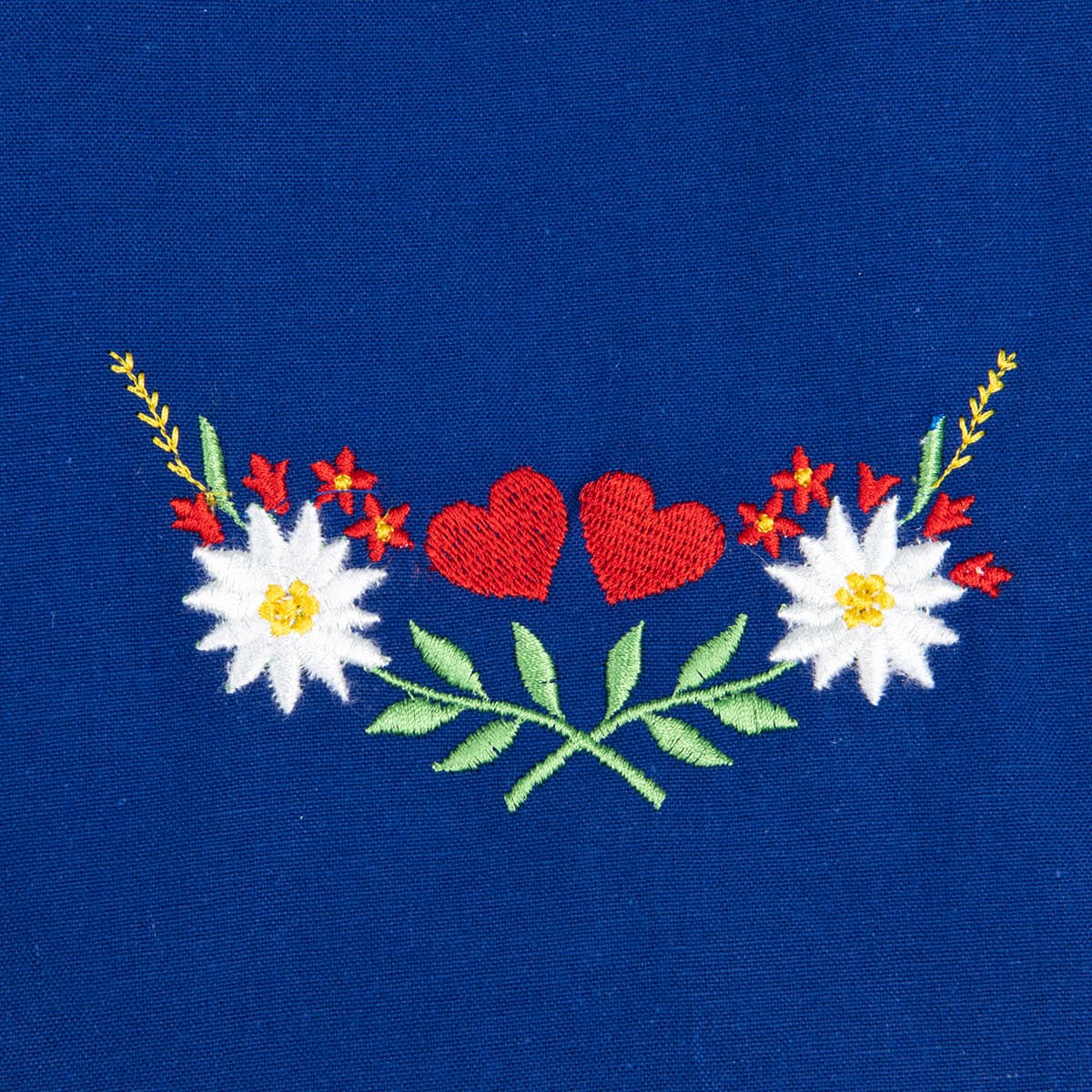 Tablier bleu avec motif : fleur