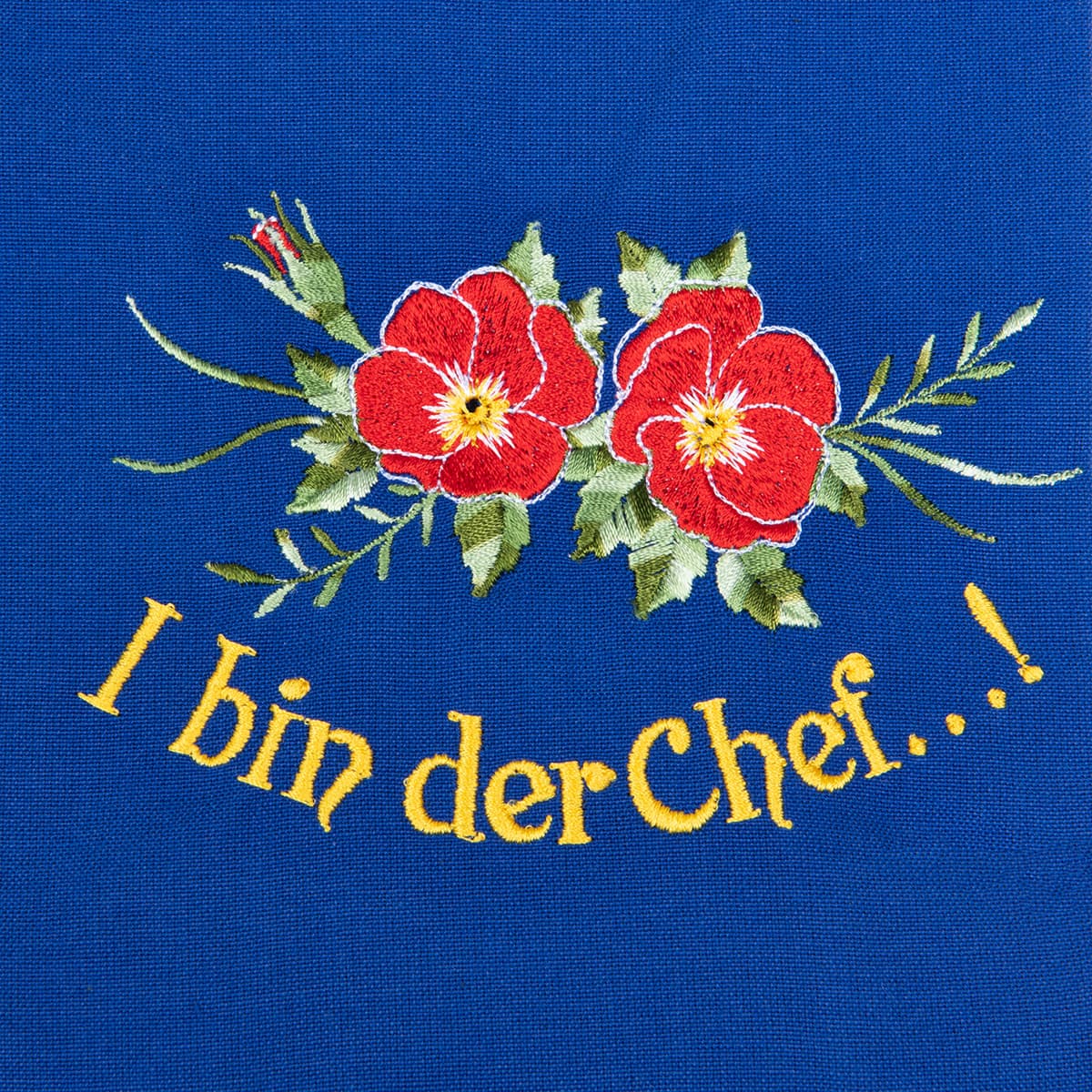 Tablier bleu avec motif "I bin der Chef"