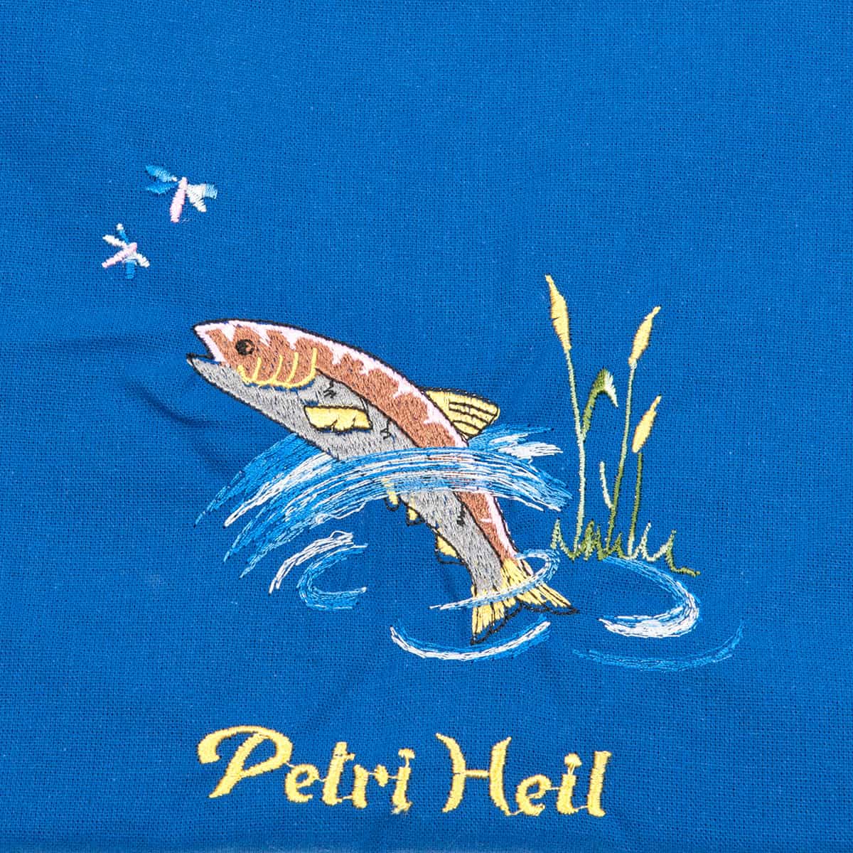 Tablier bleu avec motif "Petri Heil&quot ;