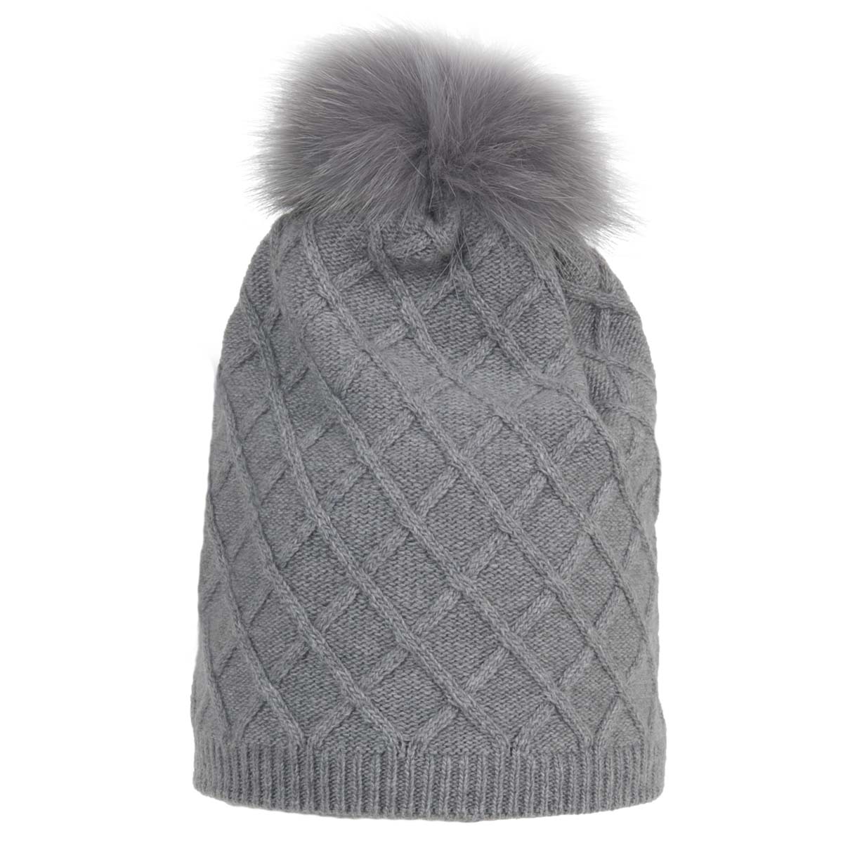 cuffia lana angora kashmir con pompon