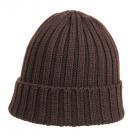 Bonnet � revers en pure laine brun fonc�