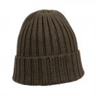 Bonnet � revers en pure laine vert loden