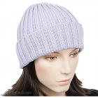 Bonnet � revers en pure laine lilas