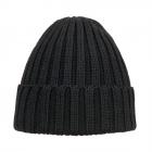 Bonnet � revers en pure laine noir