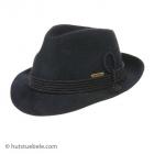 Chapeaux pour hommes Chapeaux de feutre Leo by Hutter avec bord �troit et cordon de soie bleu fonc�
