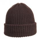 HUTTER | Bonnet tricot� haut de gamme avec revers en 100 % laine m�rinos brun fonc�