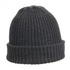 HUTTER | Bonnet tricot� haut de gamme avec revers en 100 % laine m�rinos anthracite