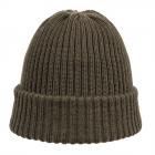 HUTTER | Bonnet tricot� haut de gamme avec revers en 100 % laine m�rinos vert loden