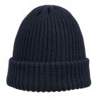 HUTTER | Bonnet tricot� haut de gamme avec revers en 100 % laine m�rinos bleu fonc�