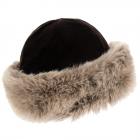 Casquette pour femmes avec garniture imitation fourrure marron