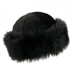 Casquette pour femmes avec garniture imitation fourrure noir