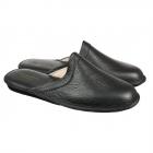 Pantoufles classiques en cuir avec petit talon noir