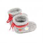 Pantoufles de b�b� � motif de fleurs d'edelweiss gris