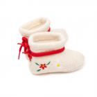 Pantoufles de b�b� � motif de fleurs d'edelweiss blanc laine
