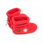 Pantoufles de b�b� � motif de fleurs d'edelweiss rouge