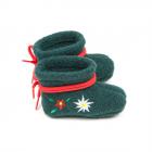 Pantoufles de b�b� � motif de fleurs d'edelweiss vert