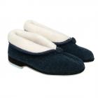 Pantoufles pour femmes avec manchette petit talon et semelle antid�rapante bleu