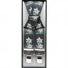 Bretelles de qualit� sup�rieure avec clips de haute qualit� et motif edelweiss noir