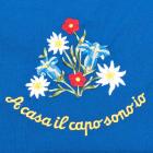 Tablier bleu avec motif "A casa il capo sono io&quot ; bleu