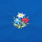 Tablier bleu avec motif "1 edelweiss/4 fleurs rouges&quot ; bleu