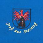 Tablier bleu avec motif "Salutations de Sterzing&quot ; bleu