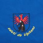Tablier bleu avec motif "Saluti da Vipiteno&quot ; bleu