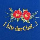 Tablier bleu avec motif "I bin der Chef" bleu