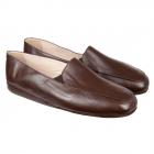 Pantoufle ferm�e en cuir pour homme, fabriqu�e � la main, de qualit� italienne sup�rieure marron
