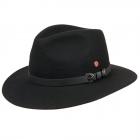 MAYSER | Chapeau en feutre � large bord et bordure en cuir noir